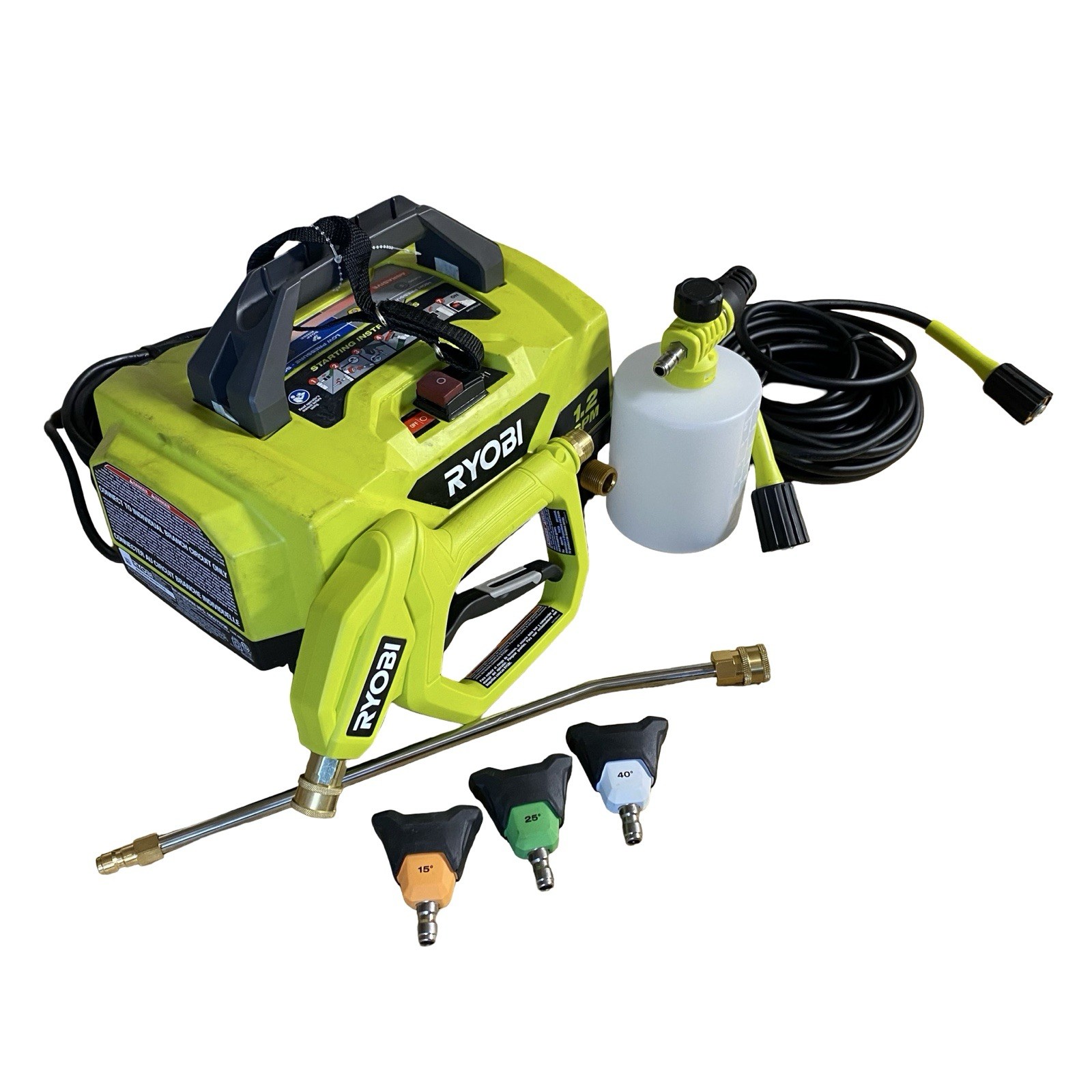 Ryobi Electric High Flow Pressure Washer 1.8 GPM Hose Gun Foamer RY14AM12 USED