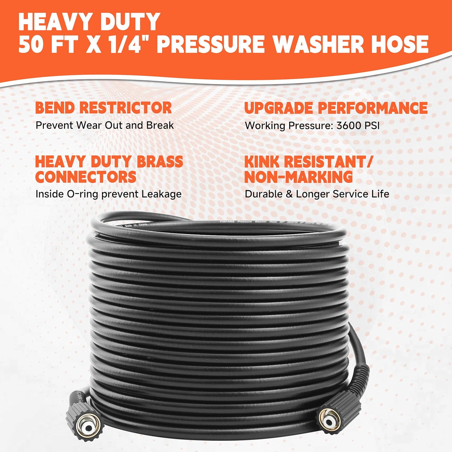Pressure Washer Gun and Hose Kit 50 Ft 3600 PSI M22 14mm Wand Set