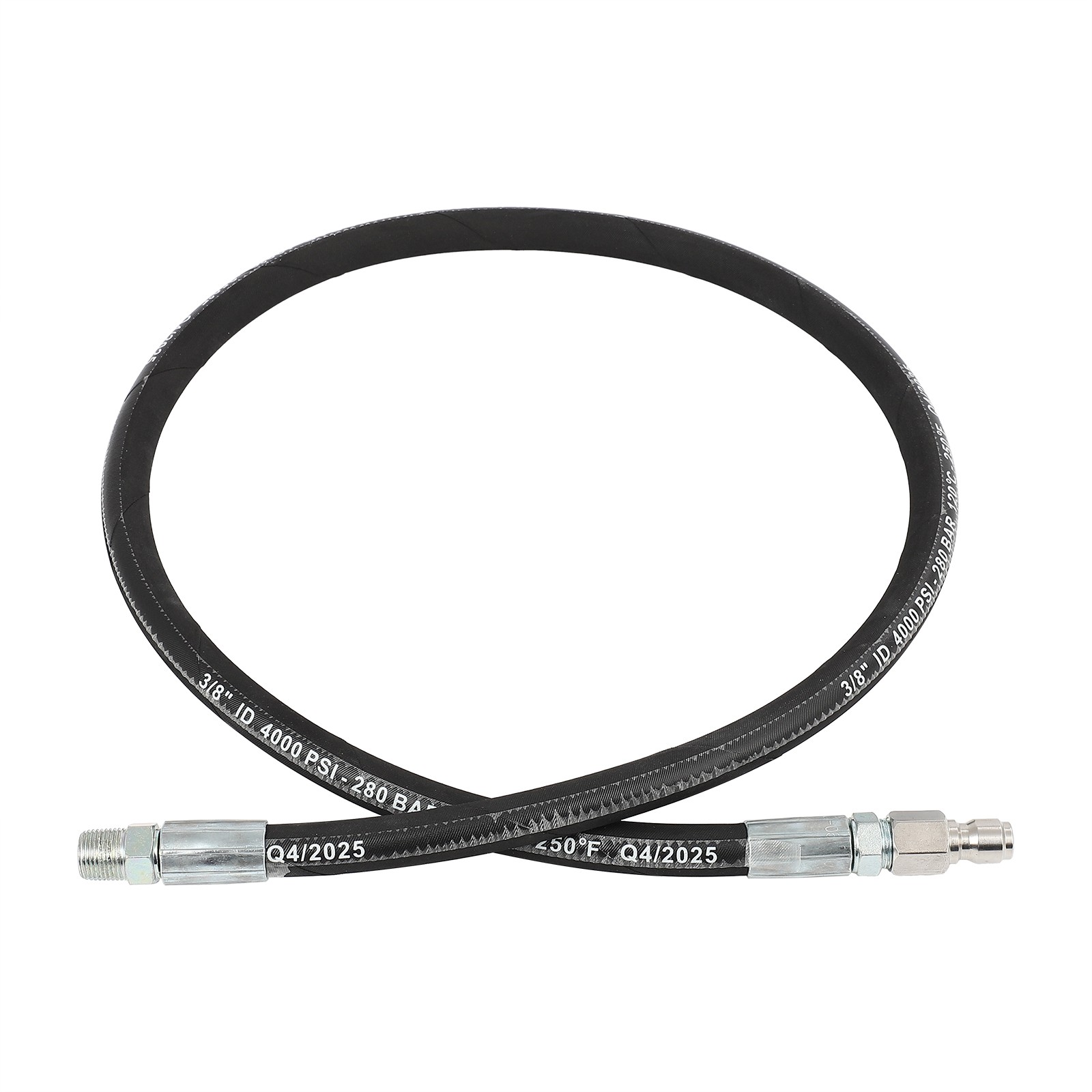 Pressure Washer Whip Hose 4 Ft X 3/8 Inch Hose Reel Connector Hose For Pressure