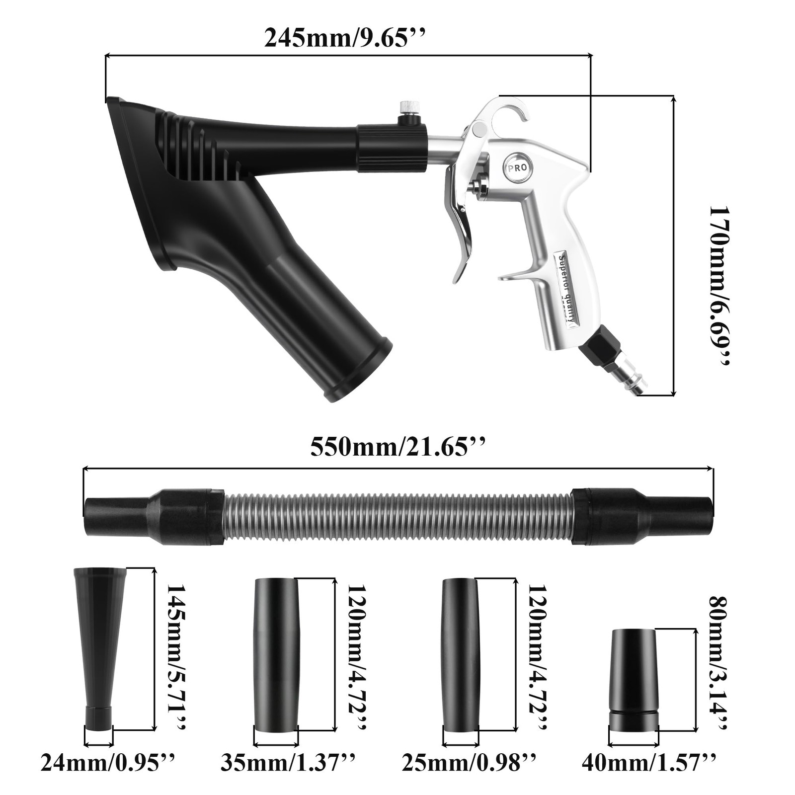 GOCCIDA 2IN1 Car Interior Detailing Air Blow Gun & vacunm Gun with Adjustable…