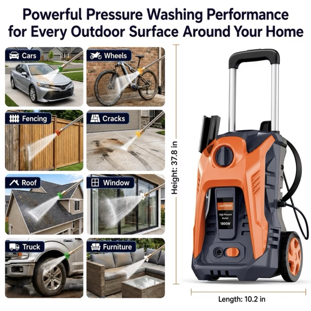 Electric Pressure Washer 5000 PSI 3.2 GPM w/ Foam Cannon 25FT Hose Reel