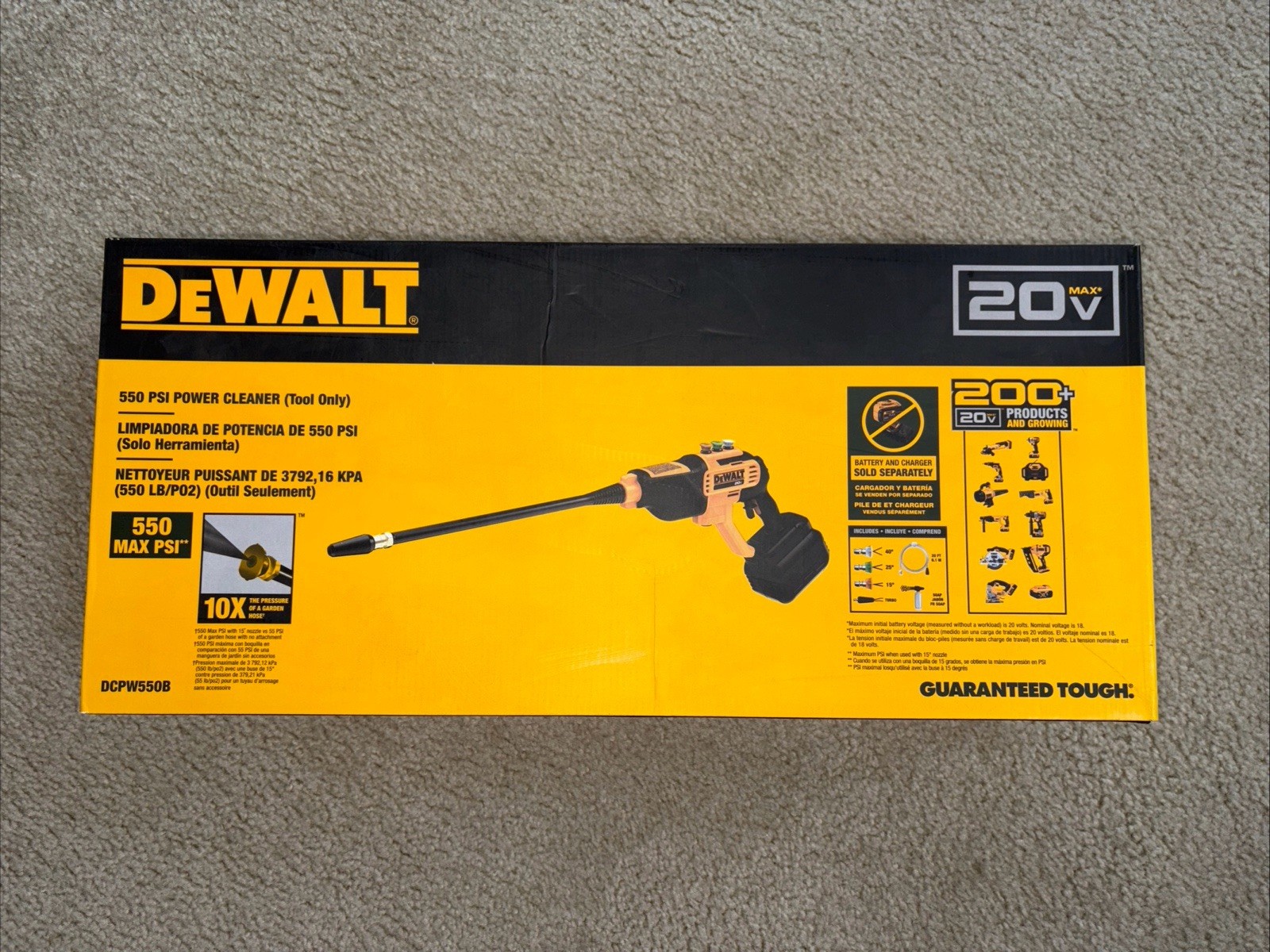 DEWALT 20V MAX 550 PSI Cold Water Pressure Washer (Tool only) (DCPW550B)