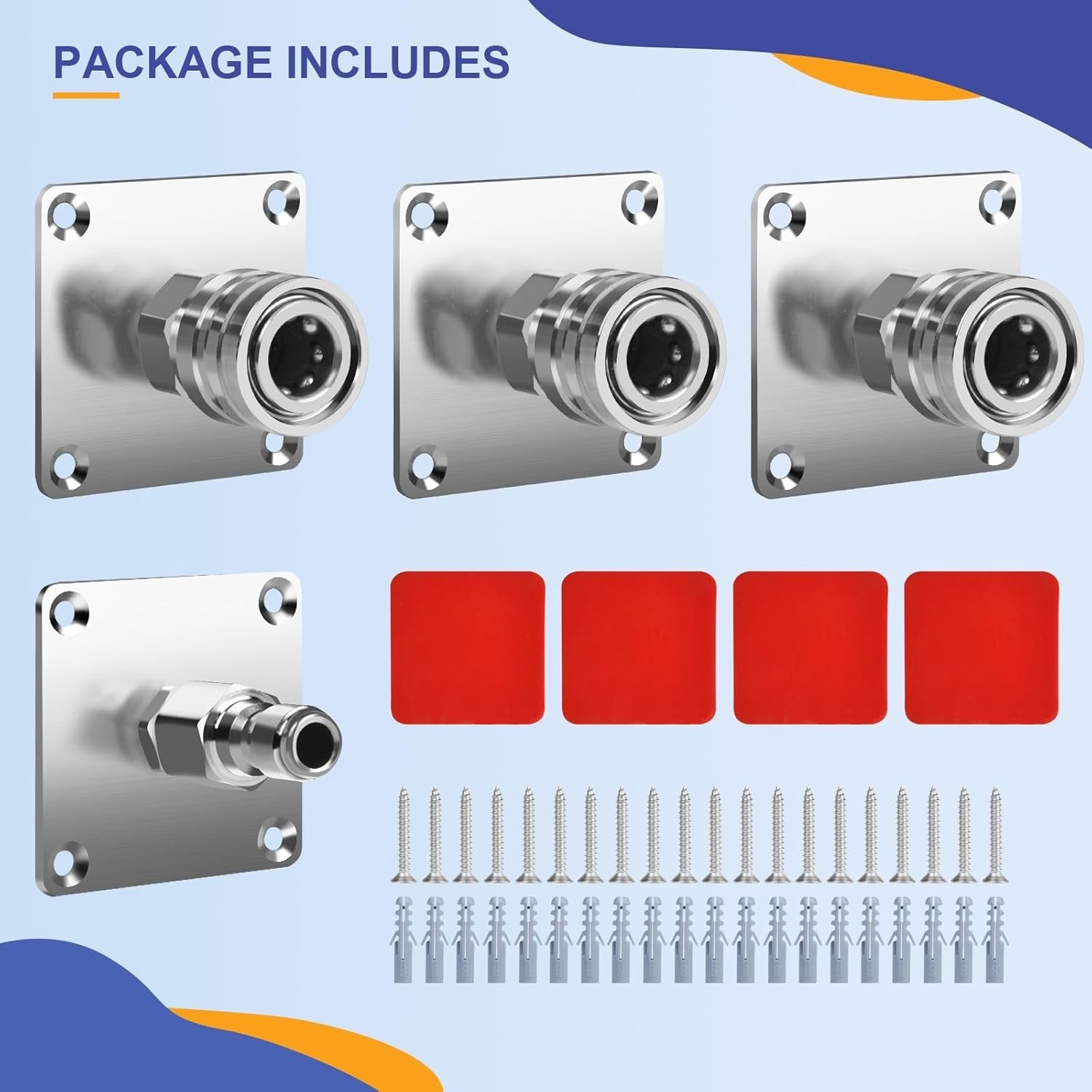 4-Pack Automatic Foam Cannon Holder with 1/4″ Quick Connect – Durable Wall Mount