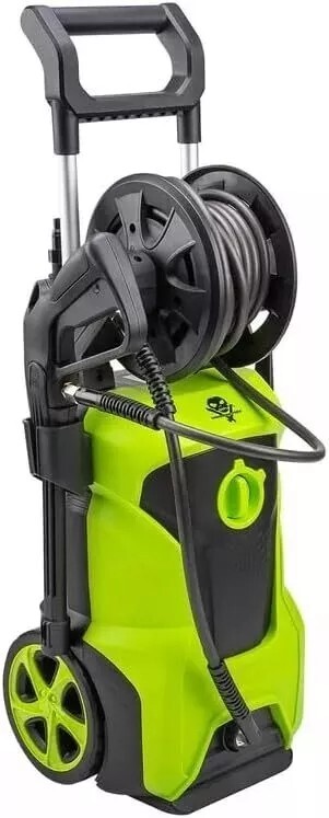 Voodoo Ride 1800W Pressure Cleaner: 26ft Steel-Braided Hose with 4 Spray Tips
