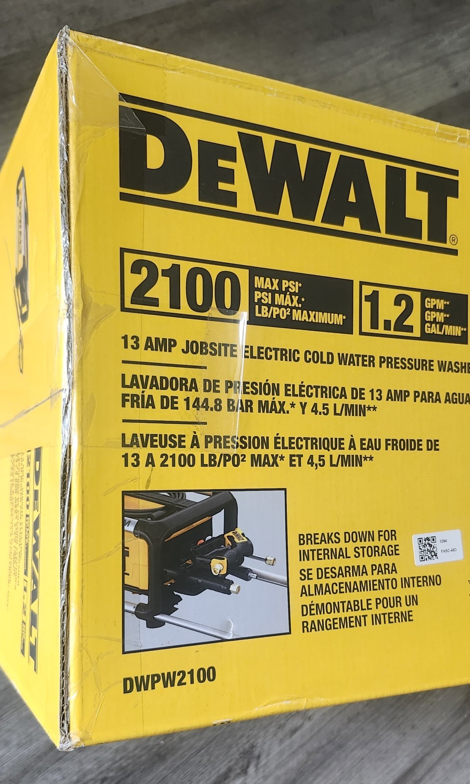 DEWALT 2100 PSI 1.2 GPM 13 AMP COLD WATER ELECTRIC PRESSURE WASHER BRAND NEW!