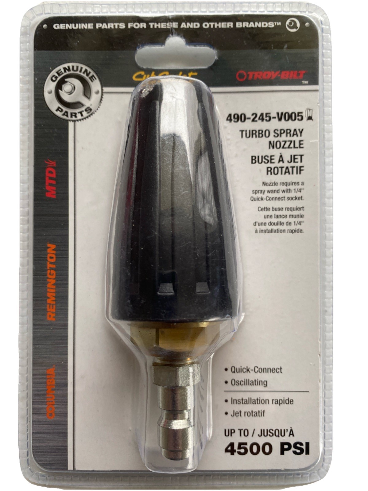 MTD Turbo Spray Nozzle 4500 Psi 490-245-V005 Quick Connect Pressure Washer