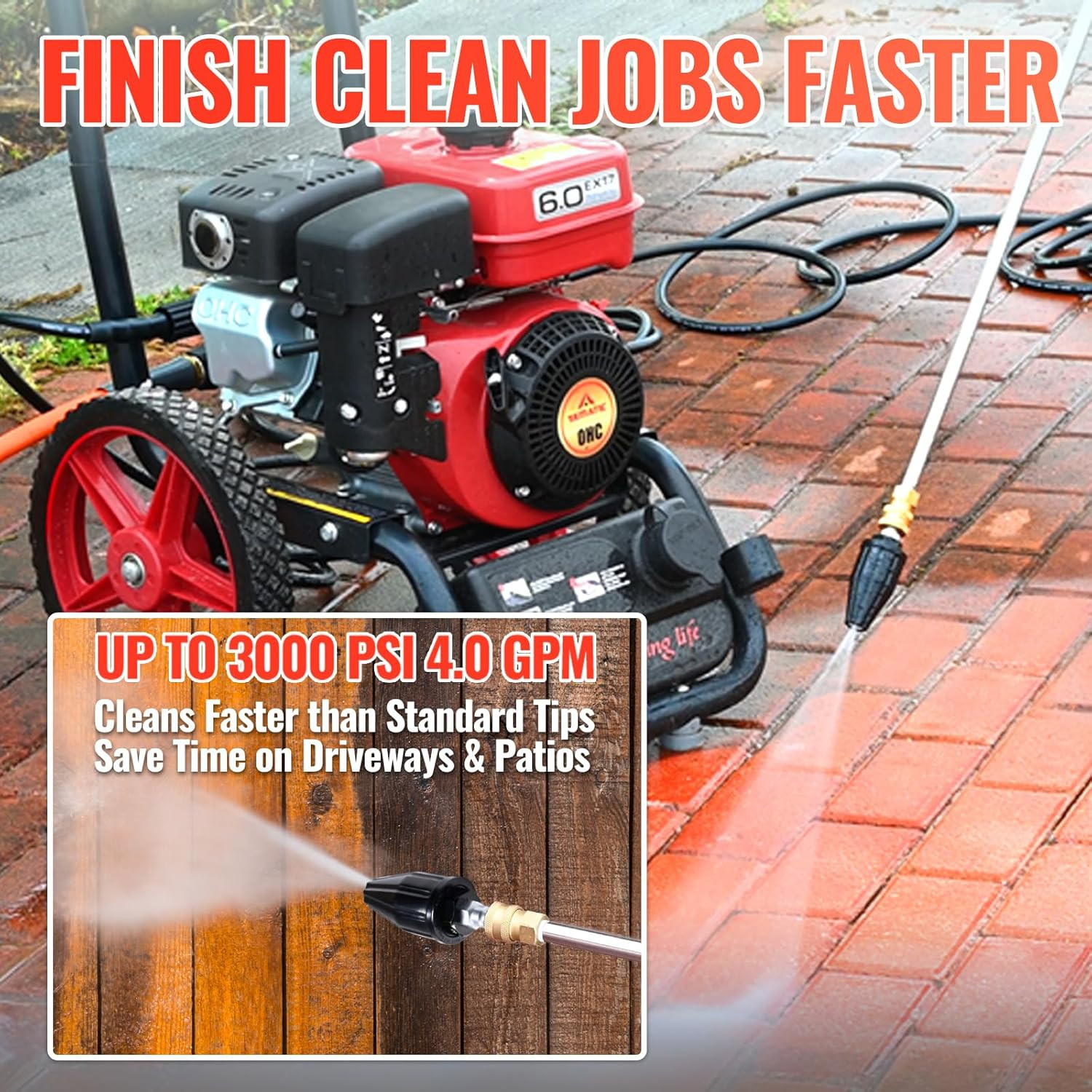 Pressure Washer Tips Turbo Nozzle, 360° Rotating Spray Turbo 3000 PSI