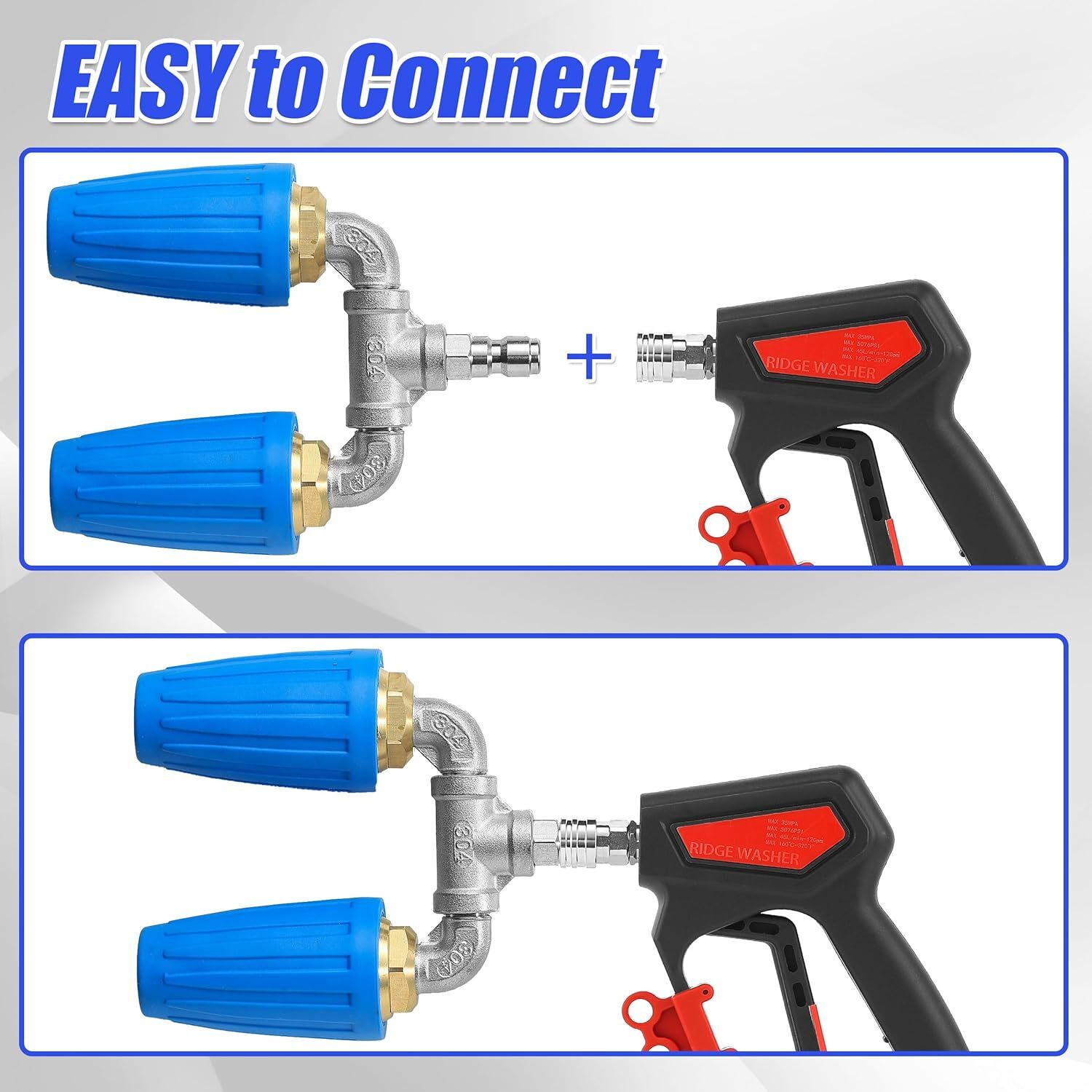 4000 PSI Dual Turbo Nozzle Pressure Washer 4-6 GPM 1/4″ Quick Connect Spray Tip