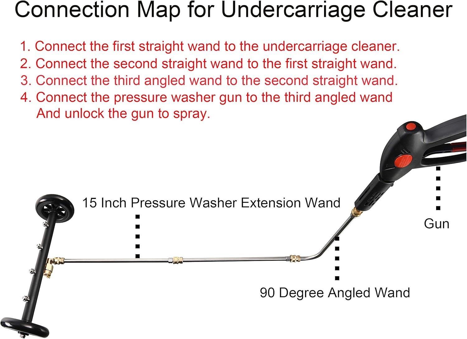 Dual-Function Undercarriage Cleaner, 16 Inch, 3 Pieces Extension Wand, 4000 PSI