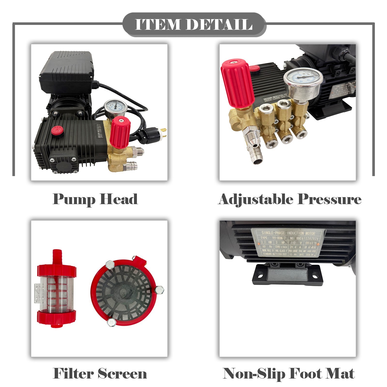 110V Portable High-Pressure Car Wash Machine Cleaning Pump with Water Gun