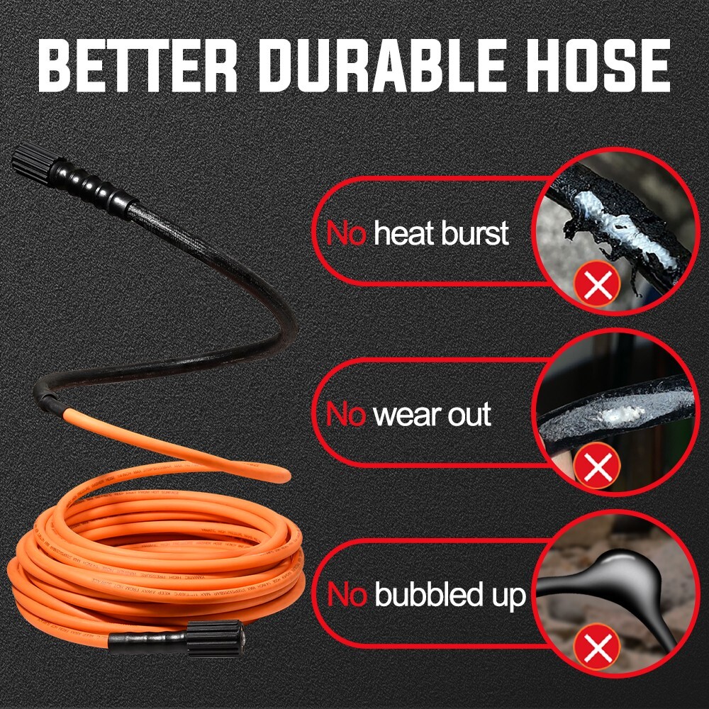 YAMATIC 3700 PSI 1/4″ Pressure Washer Hose 25 ft. Durable & Flexible M22-14mm
