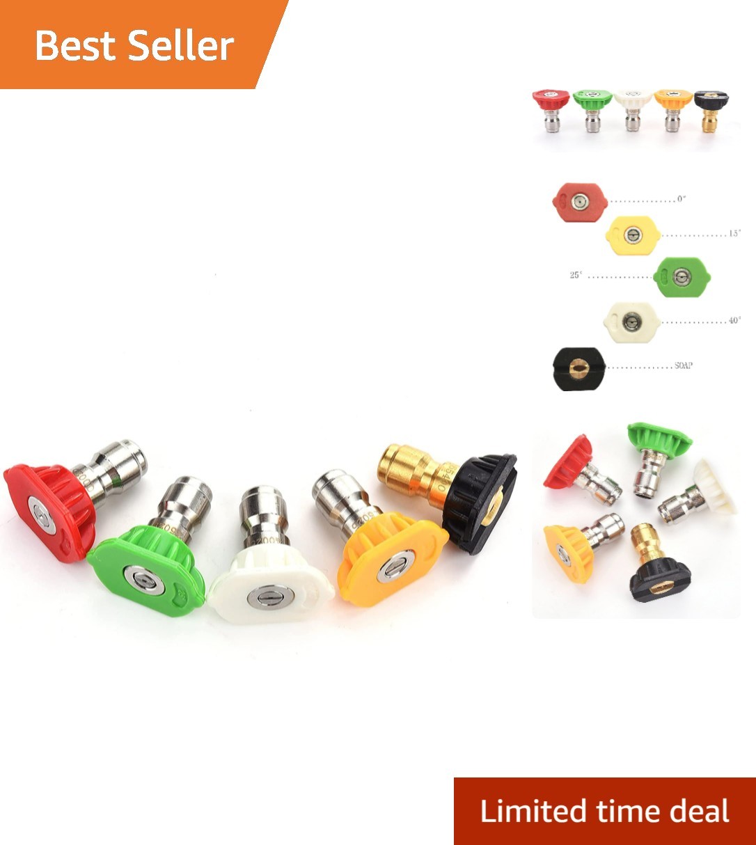 Versatile Pressure Washer Nozzle Tips Set – 5 Durable Degrees for 4000 PSI