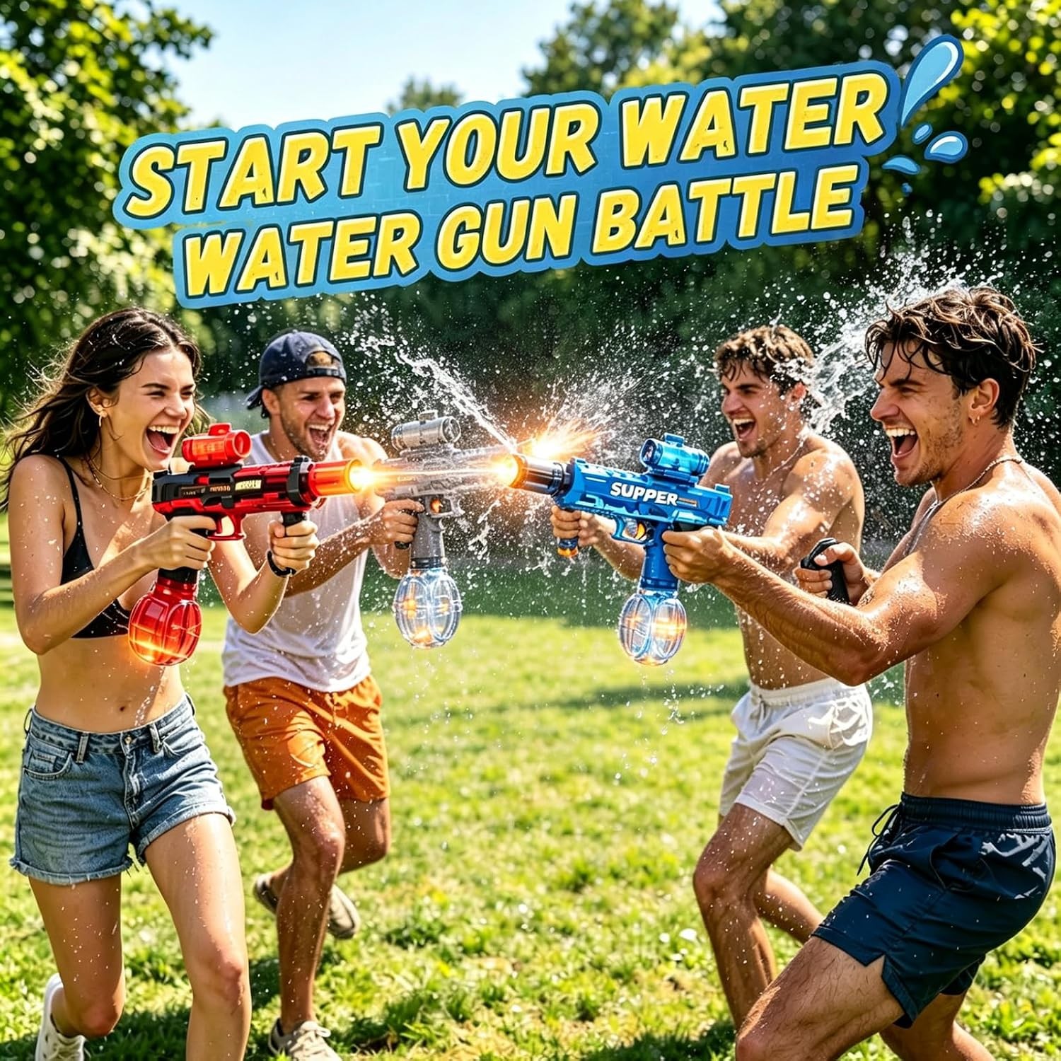 26 Feet Automatic Water Gun with Rechargeable Battery (2PC)