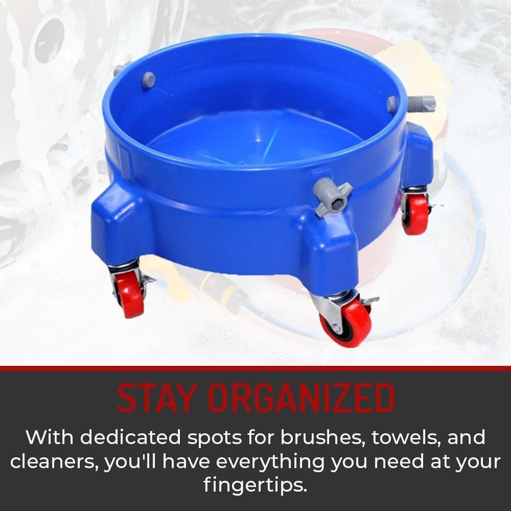 Heavy Duty Car Wash Bucket Dolly with 360° Swivel Casters | Fits 3.5–7 Gallon…