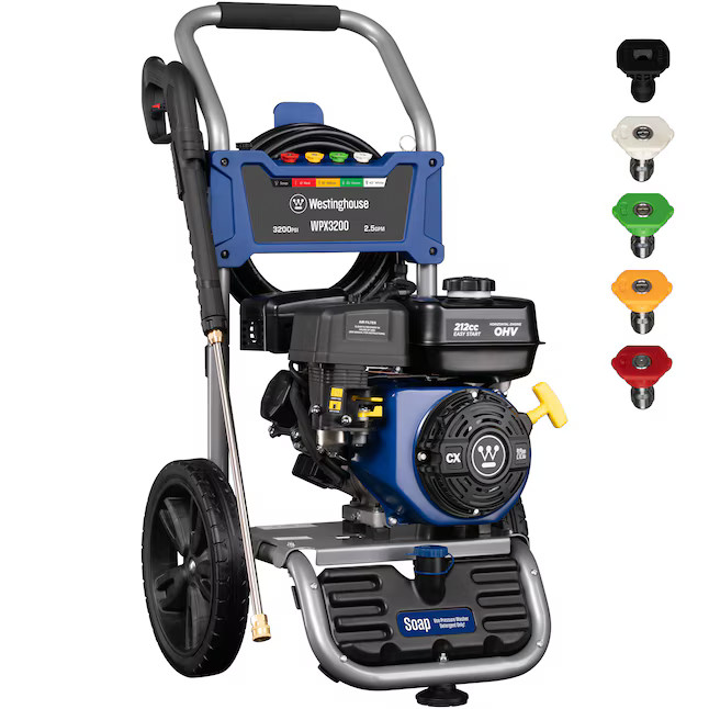 Westinghouse WPX3200 5 Nozzles + Soap Tank Included 3200-PSI 2.5-GPM Cold Water