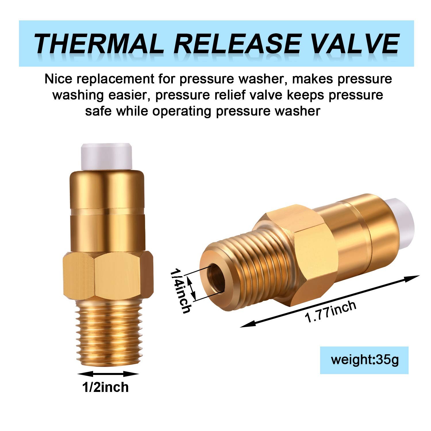 2 Pieces 1/4 Inch Pressure Washers Replacement Thermal Release Valve, 6781690…
