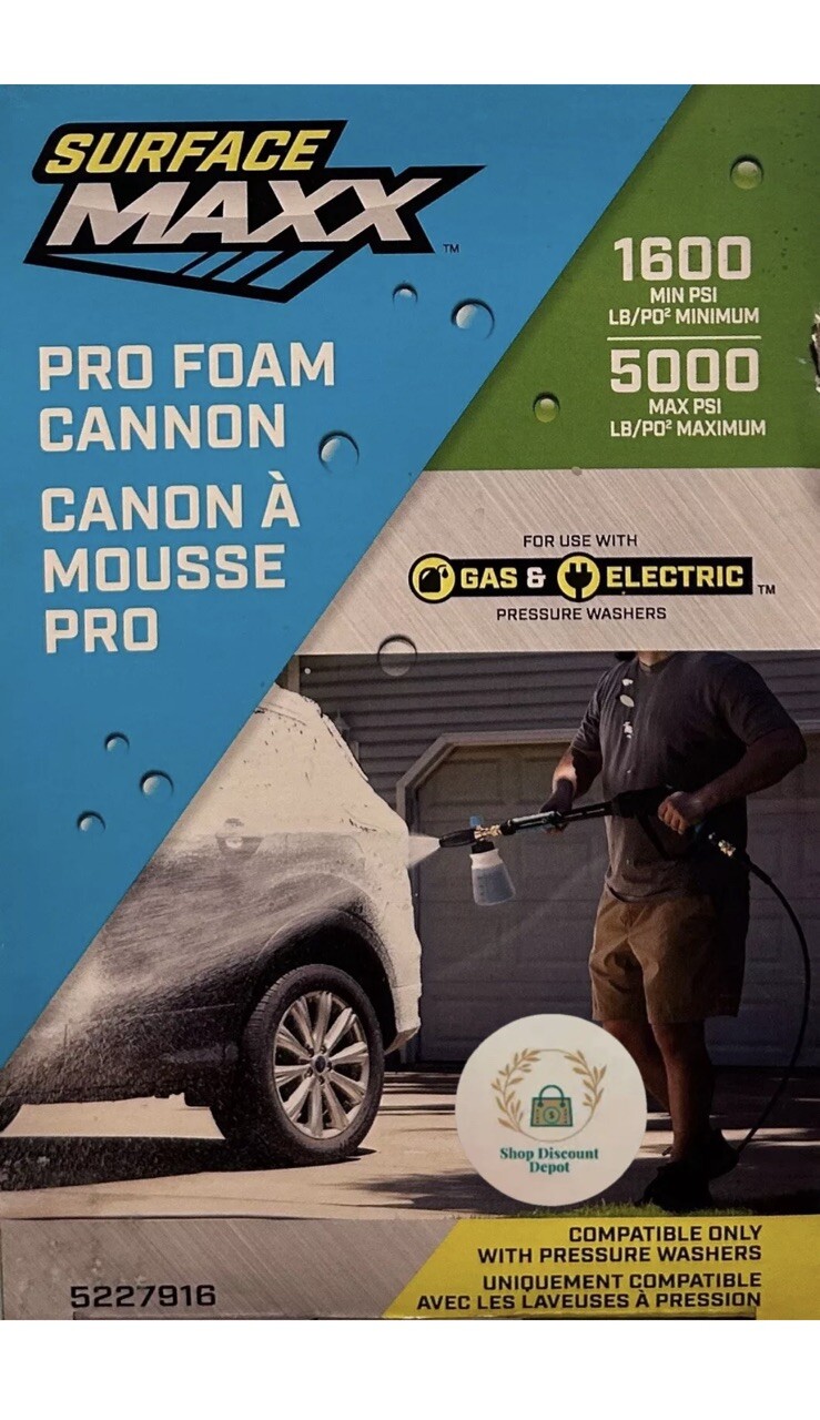 SurfaceMaxx Pro Foam Cannon Car Pressure Washer for Vehicles 5000 PSI – NEW
