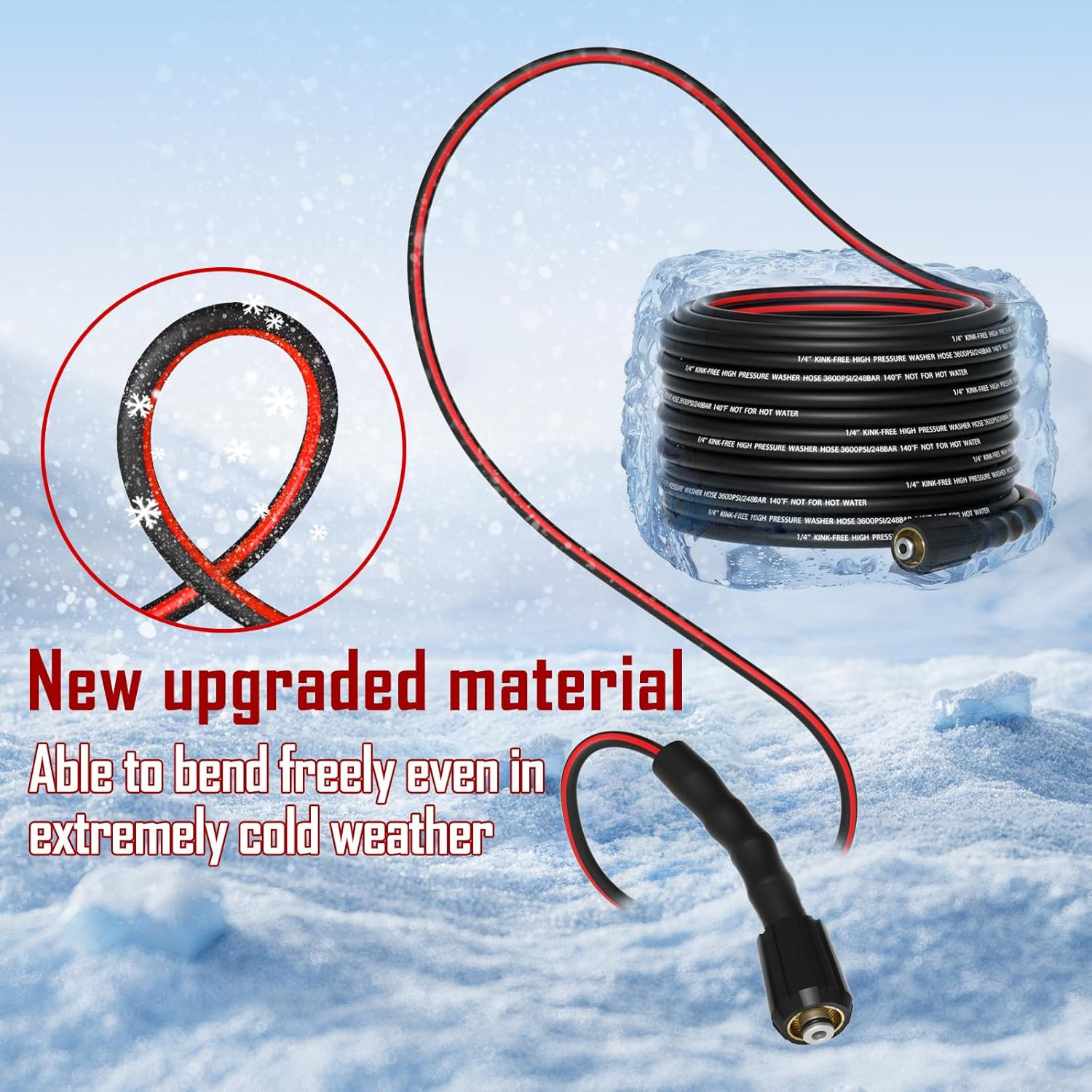 Flexible 1/4″ Pressure Washer Hose 25FT,3600PSI Kink Resistant Power Washer Repl