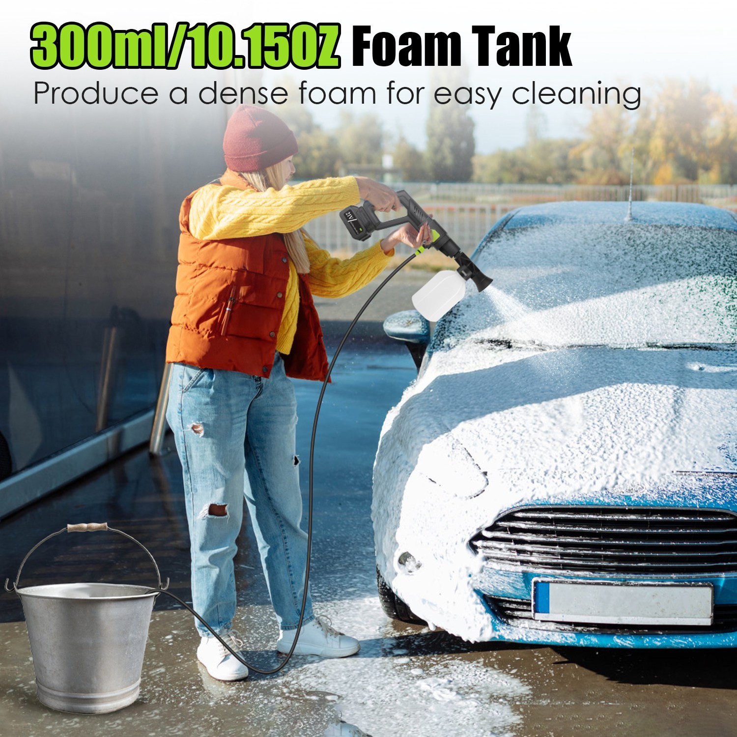 High Pressure Water Sprayer 435PSI Power Car Washer Cleaner with 6-in-1 Nozzle