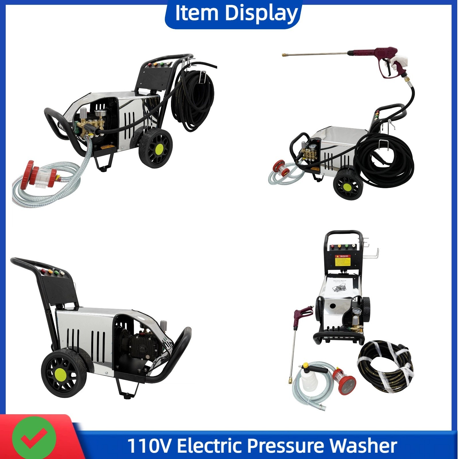 110V Electric Pressure Washer 18L 180bar High Pressure Floor Cleaner Car Washer