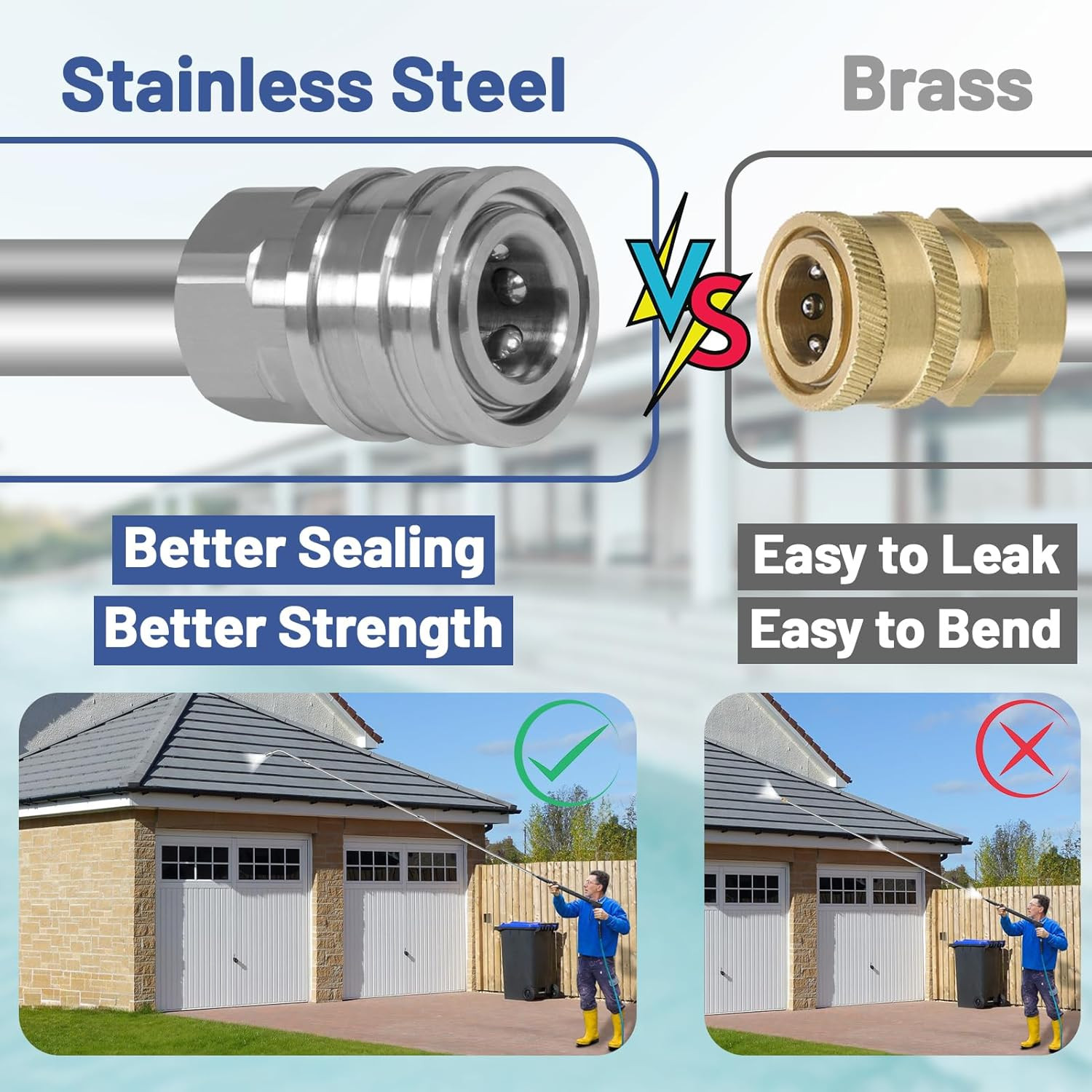 120″ Pressure Washer Extension Wand,2 Pack 60 Inch Stainless Steel Power Washer