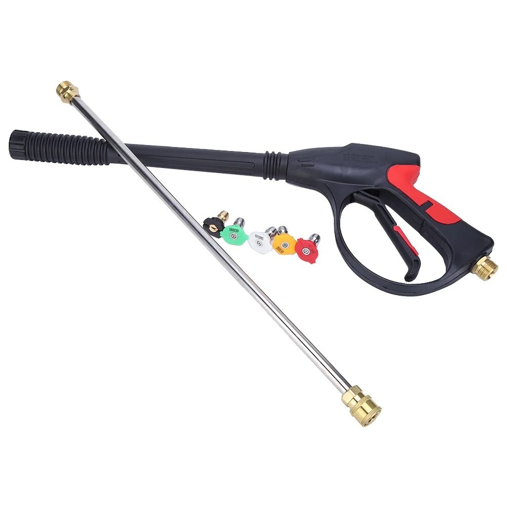 4000PSI High Pressure Power Washer Spray Gun Wand Lance Nozzle Tips Hose Kit M22