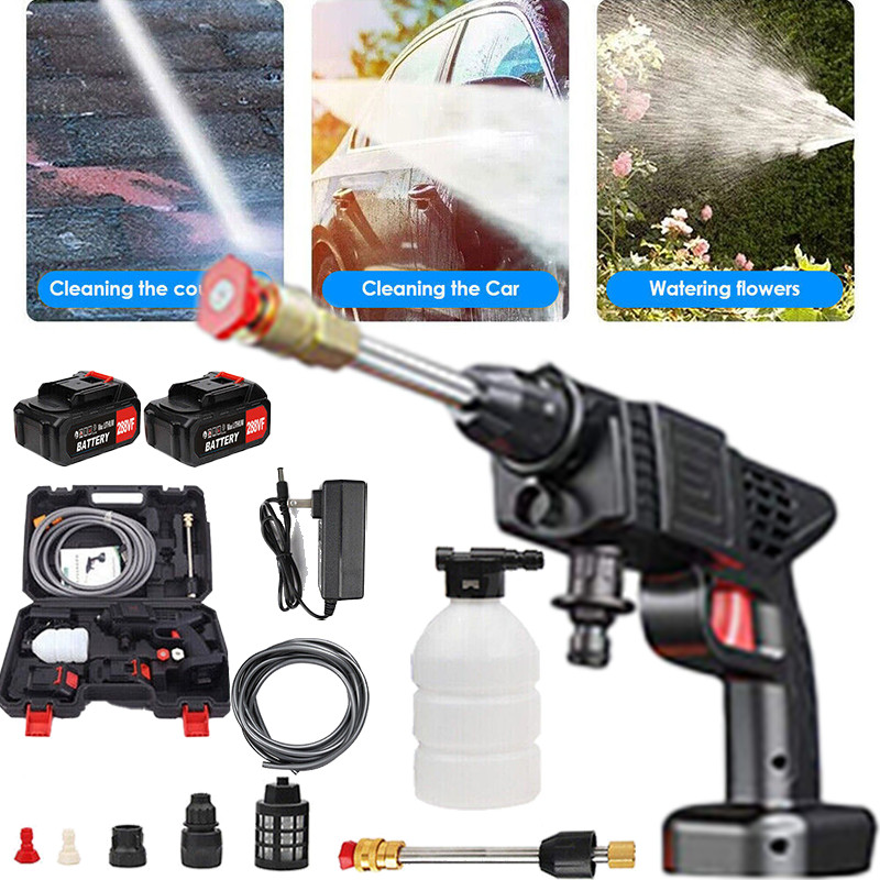 Cordless Electric High Pressure Water Spray Gun Portable Car Washer Cleaner Tool