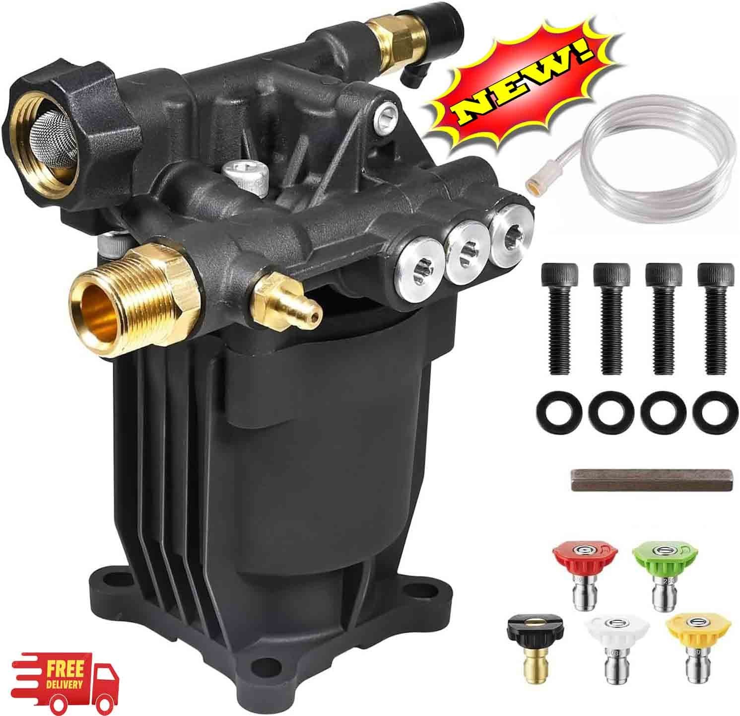 Bomba para hidrolavadora, eje de 3/4″, horizontal, presión máxima de 3200 PSI, 2