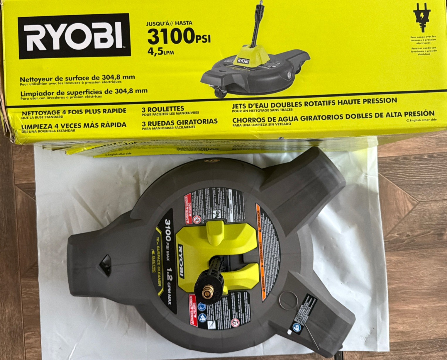 Ryobi RY31SC312 1.2GPM 12″ Surface Cleaner For Electric Pressure Washer C610–33