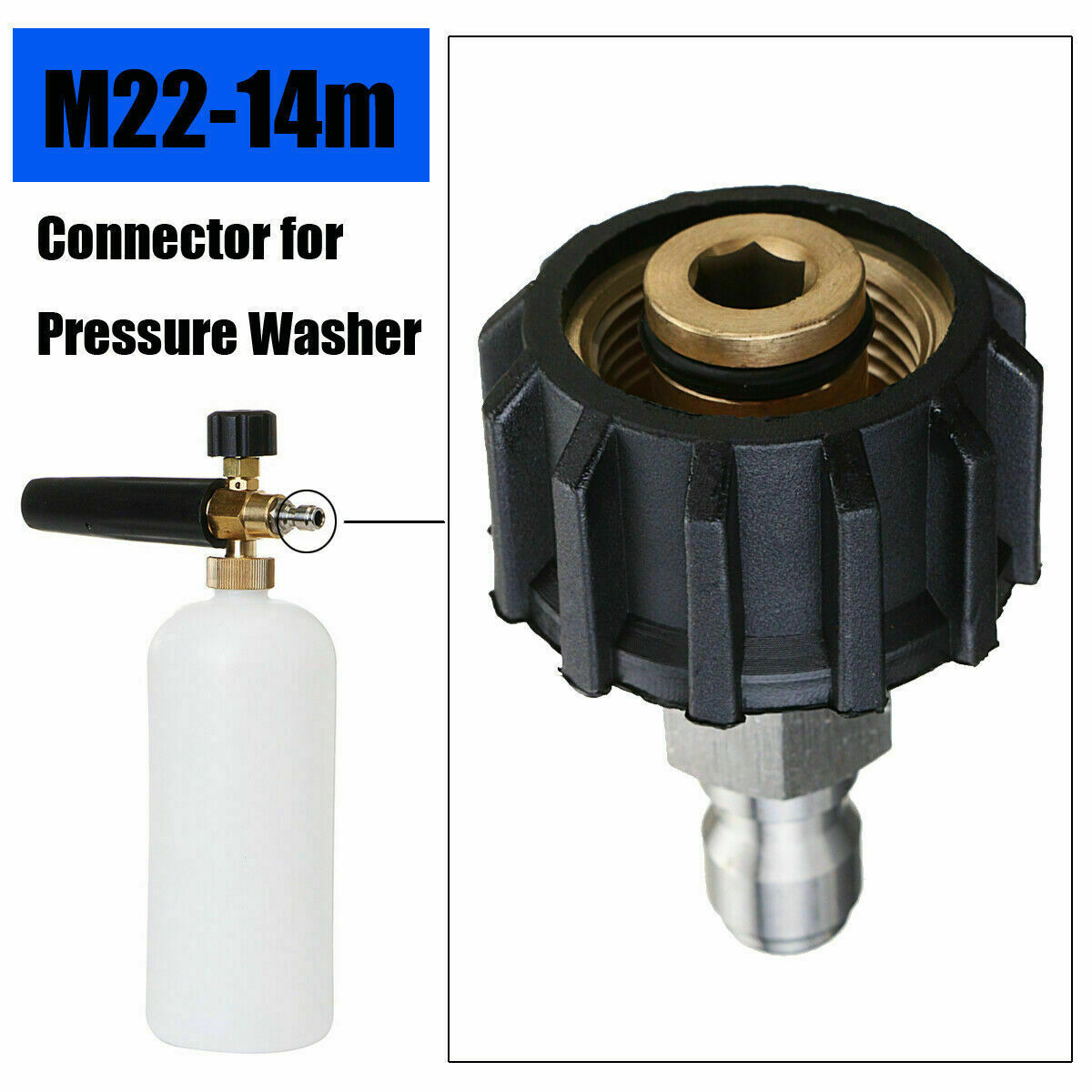 High Pressure Washer Adapter Quick Connect Gun To Wand M22/14mm To 1/4” Fitting