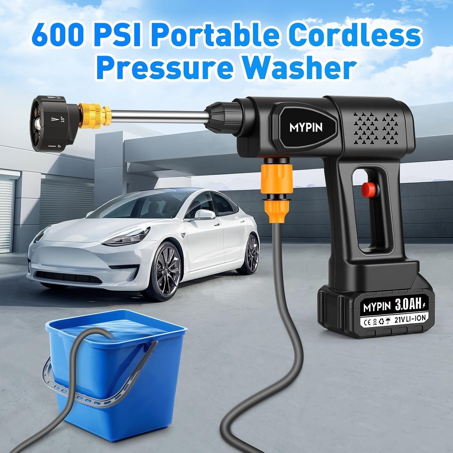 Portable 600PSI Cordless Pressure Washer – 6-in-1 Nozzle for Versatile Cleaning