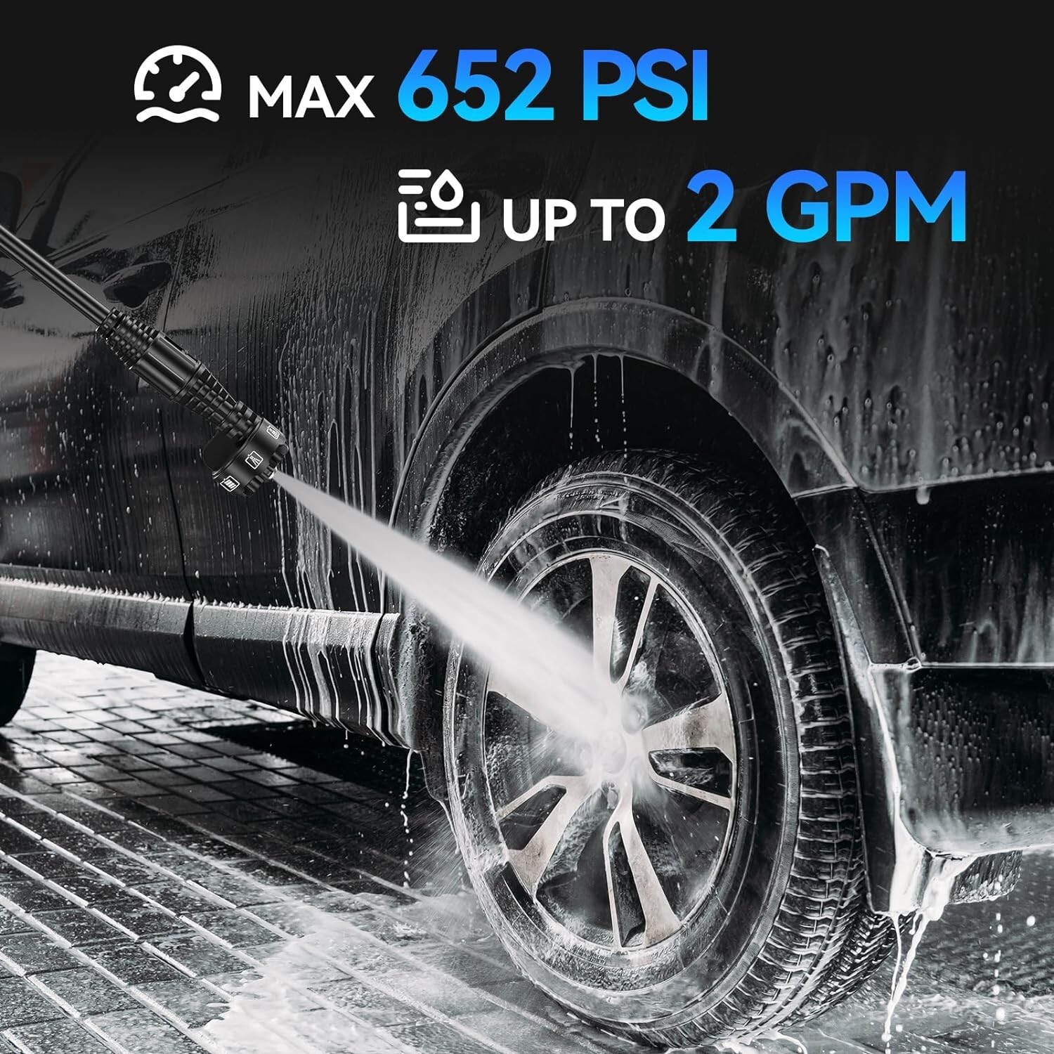 Aihand Cordless Pressure Washer, 652PSI Portable Power Cleaner with Rechargeable
