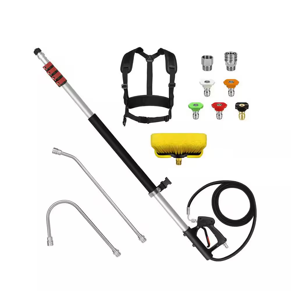 24 Ft. Telescoping Pressure Washer Sprayer Wand Kit with Extension Pole, Gutter