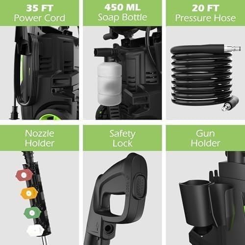 4800 PSI Electric Pressure Washer w/ Foam Cannon & 4 Nozzles – Car & Patio