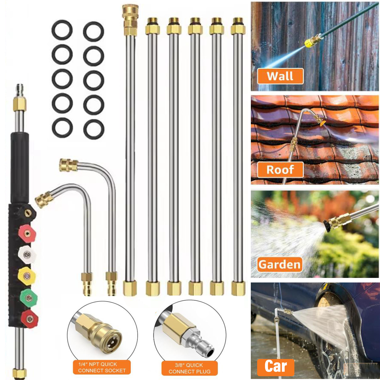 Gutter Cleaning Tools From the Ground Pressure Washer Roof Extension Wand Nozzle