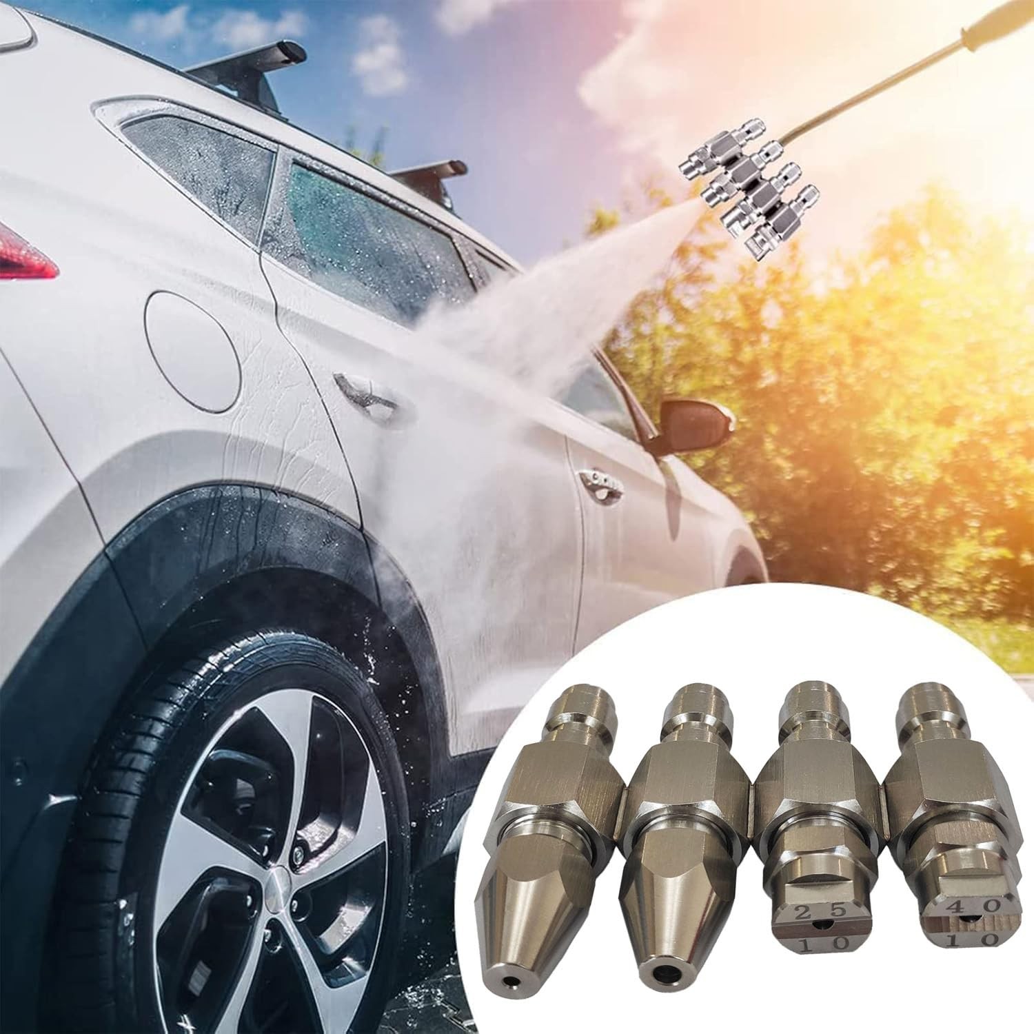 Pressure Washer Nozzle 4 GPM 1/4″ Quick Connect 0° 25° 40° – Soft Wash Cleaning