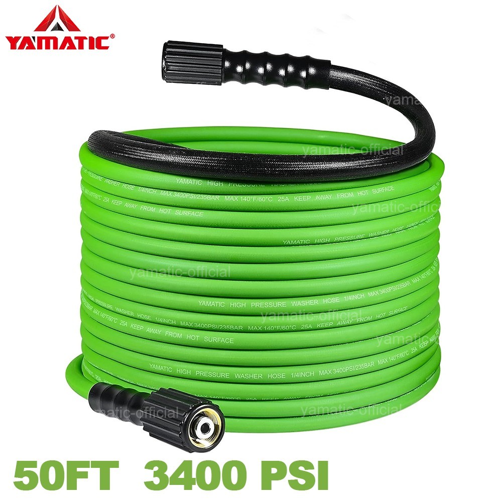 YAMATIC 3400 psi Flexible Durable Pressure Washer Hose PU 1/4” x M22 Thread