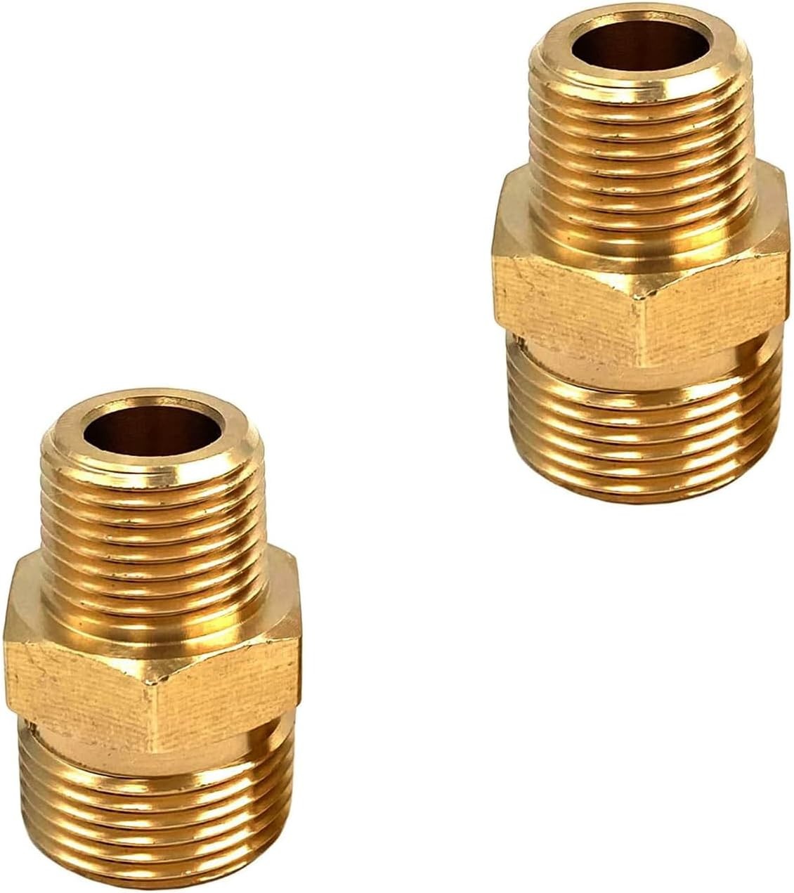 2 Pcs M22 Pressure Washer Fittings, Brass 3/8 Inch NPT Male to Metric M22 14mm M