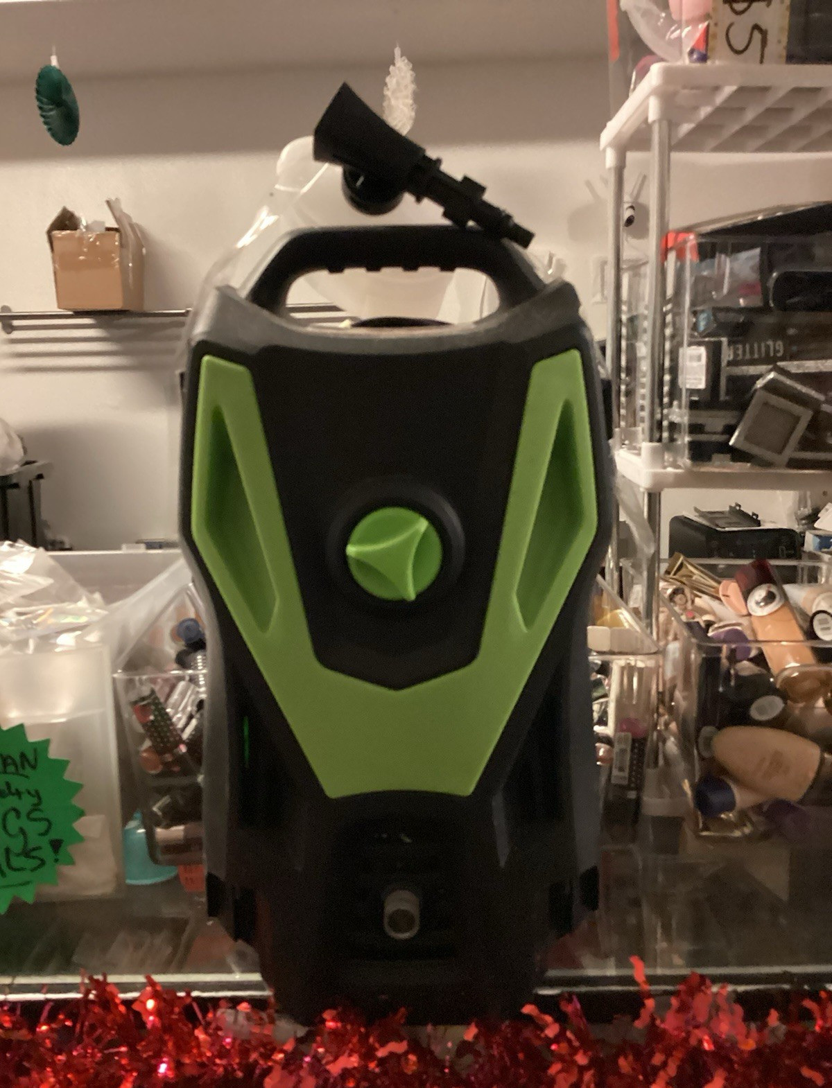 Corded Electric Cold Water Pressure Washer, Black/Green, Hose, Carry Handle