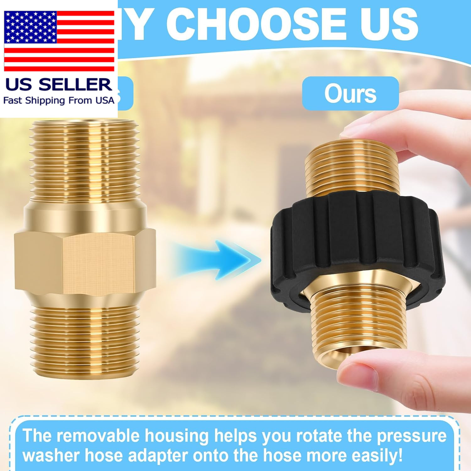 M22-14mm Male to Male Pressure Washer Hose Adapter 5000 PSI Connector