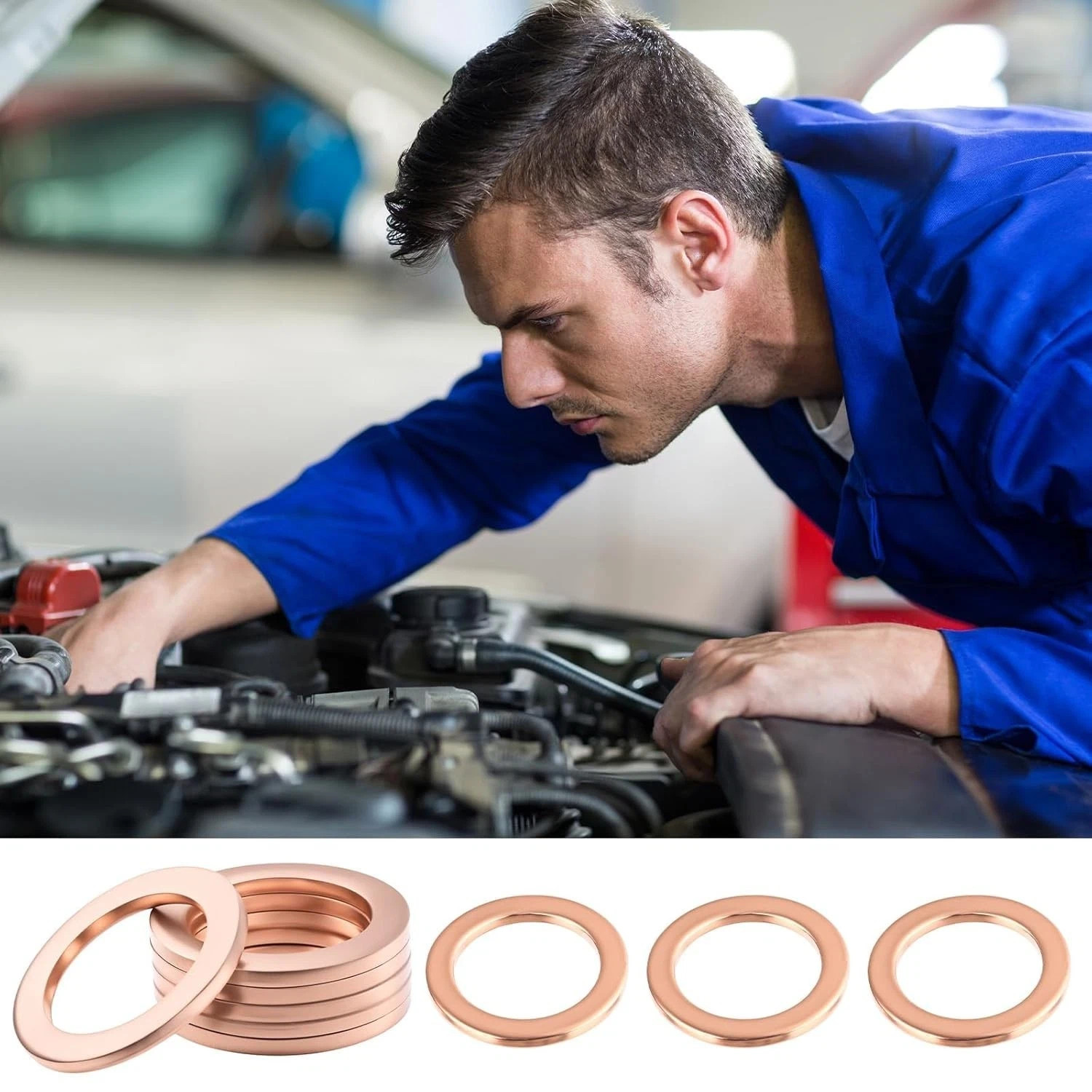 Crush Washer, Oil Plug Crush Washer, Copper Oil Drain Plug, Car Accessories 14m