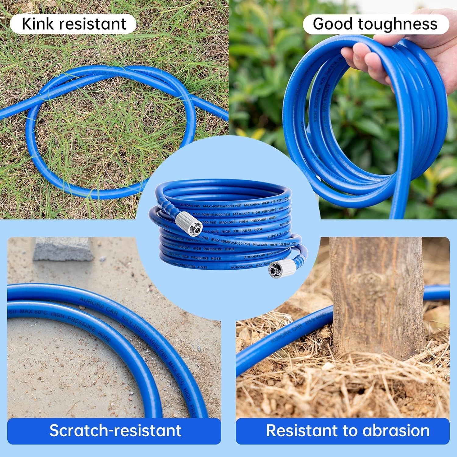 Versatile 25FT Power Washer Hose, Kink Resistant, Fits Most Brands, 4000 PSI