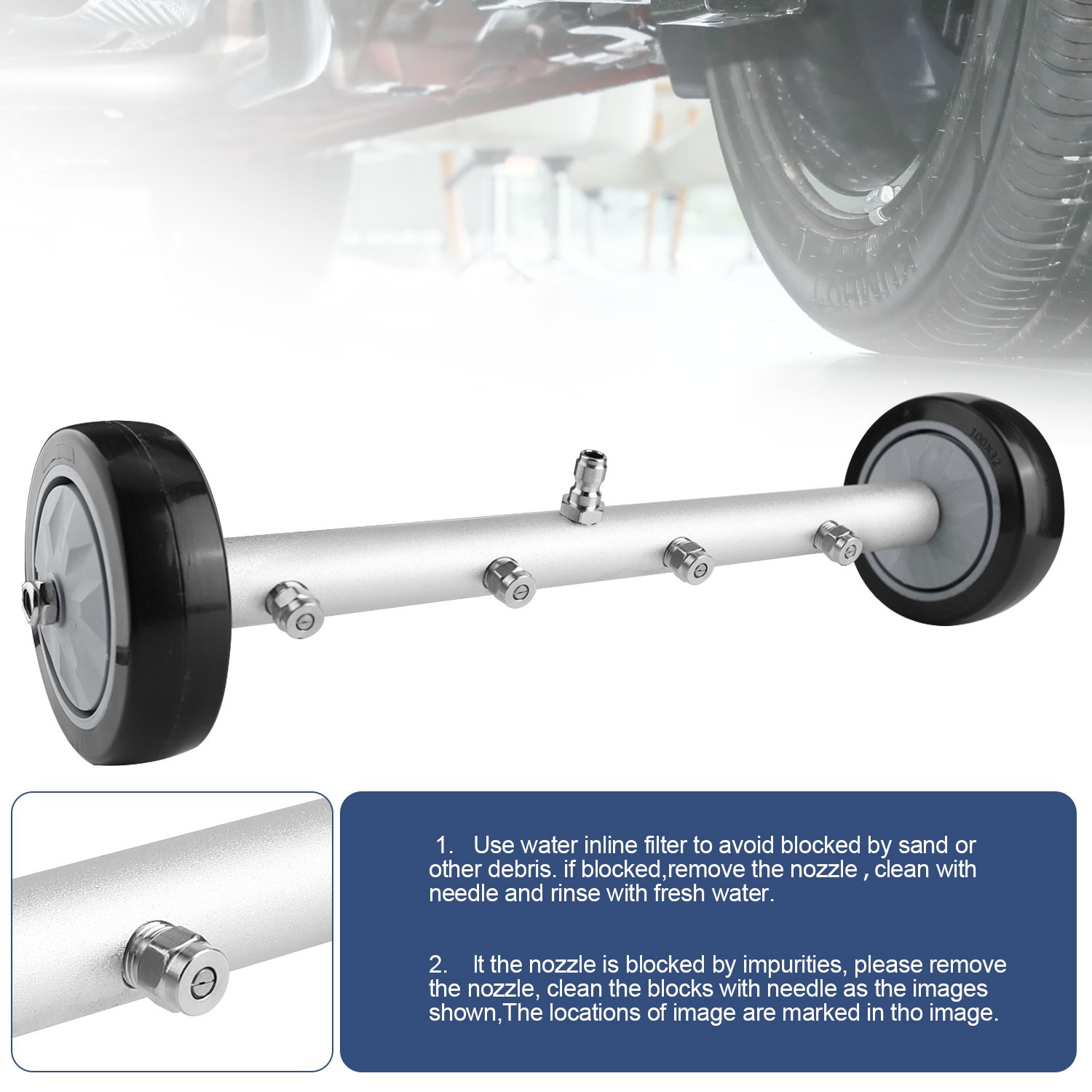 4000PSI Under Car Pressure Washer Undercarriage Cleaner Underbody Wash Broom Set