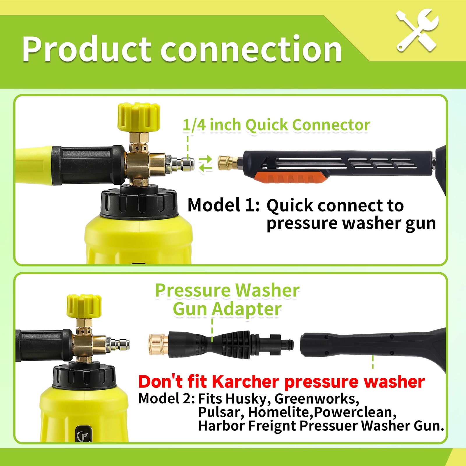 FIXFANS Foam Cannon with Replacement Adapter for Portland Husky Ryobi