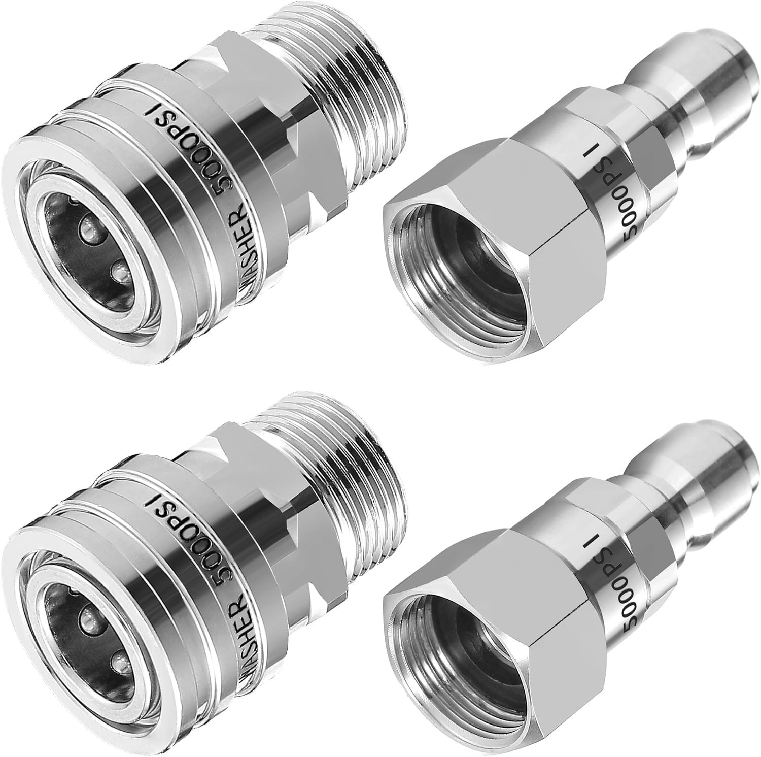 Comprehensive 4 Pack M22 14mm Quick Connect Stainless Steel Pressure Adapters