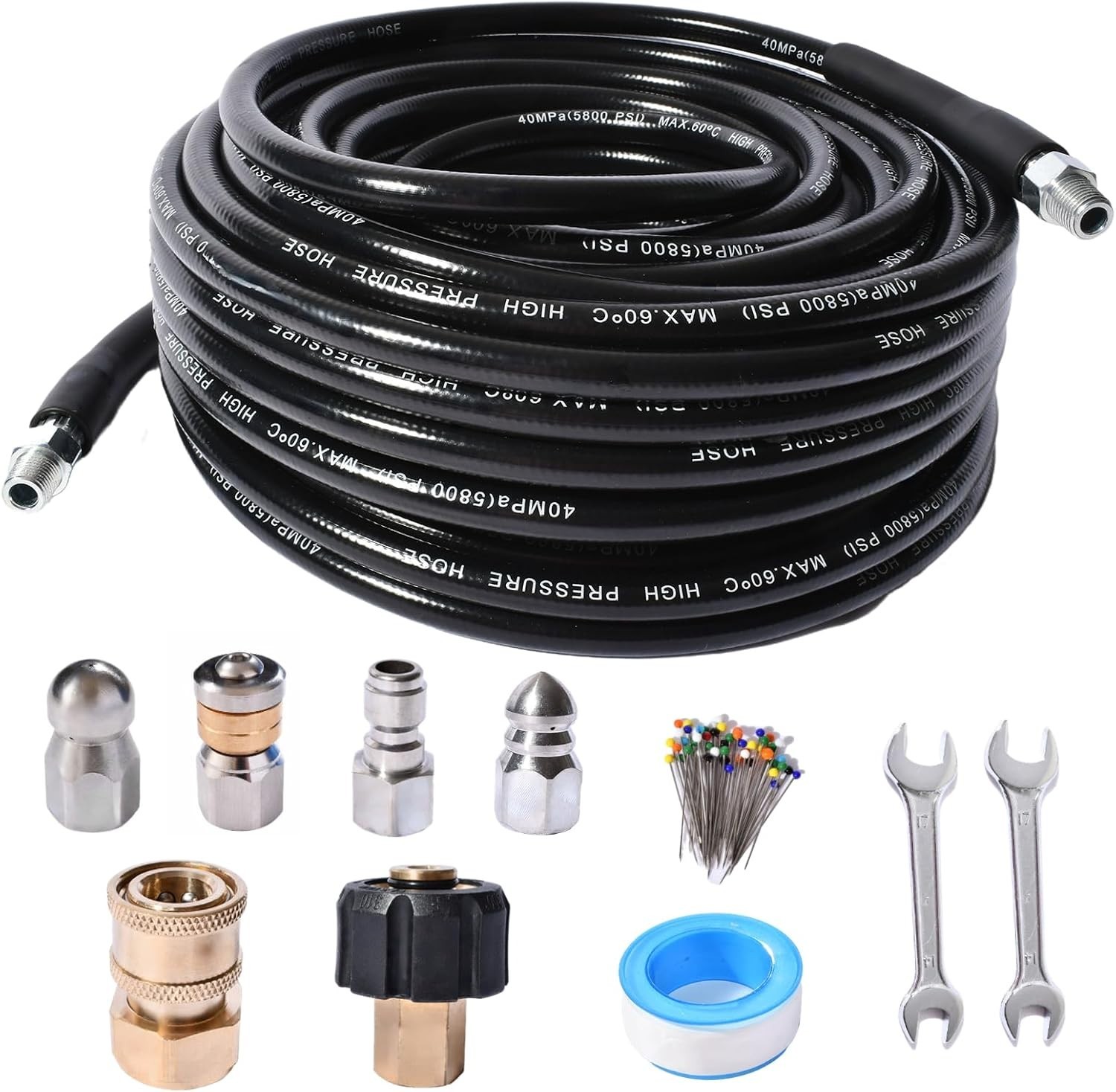 Versatile Drain Cleaning Sewer Jetter Kit – 150ft with High-Pressure Output