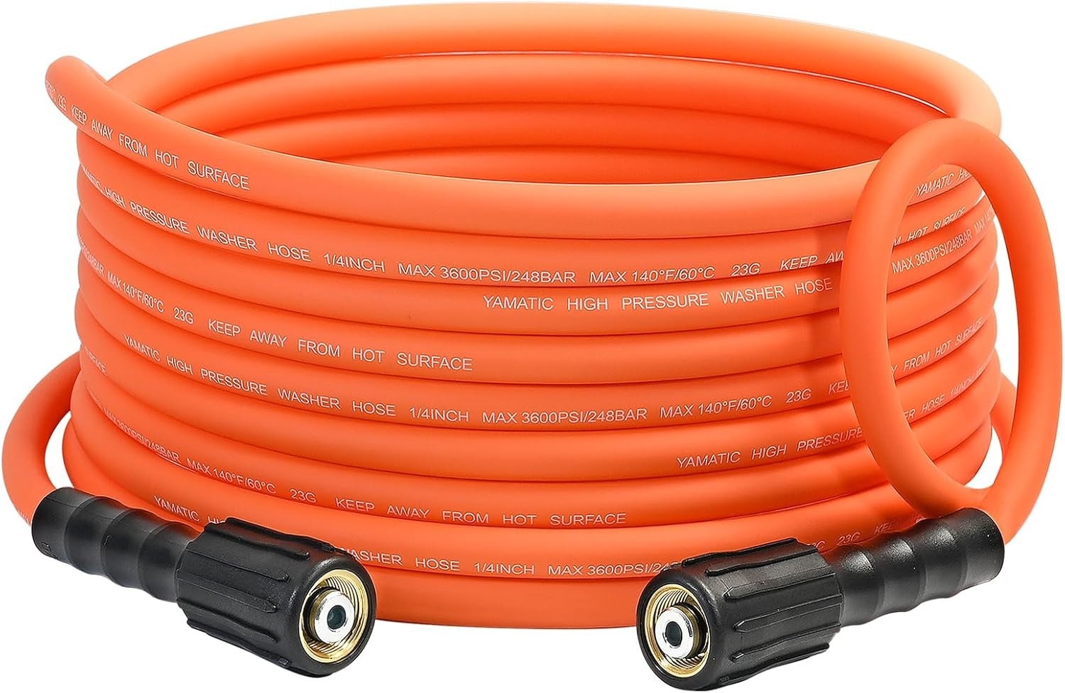 25 FT Kink Resistant Pressure Washer Hose – High-Visibility Orange for Easy Use
