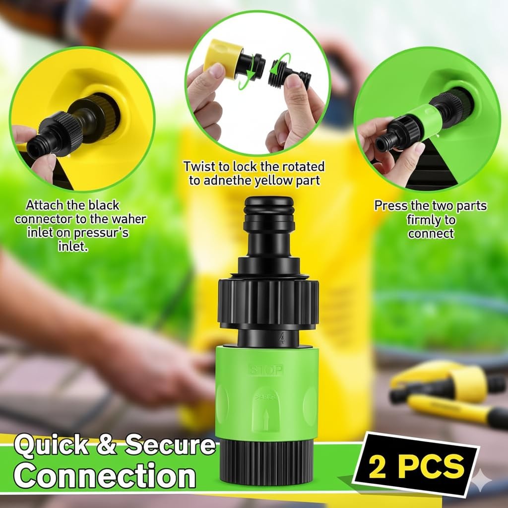 Green Pressure Washer Quick Connect Garden Hose Adapter For Karcher 2 Pack