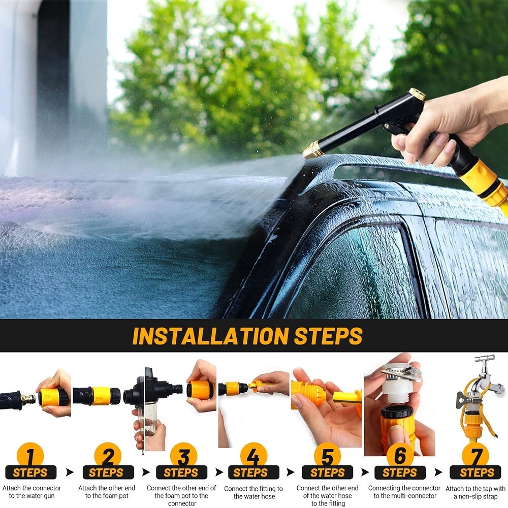 High Pressure Water Spray Gun Car Wash Metal Brass Nozzle Garden Pipe Hose Lawn