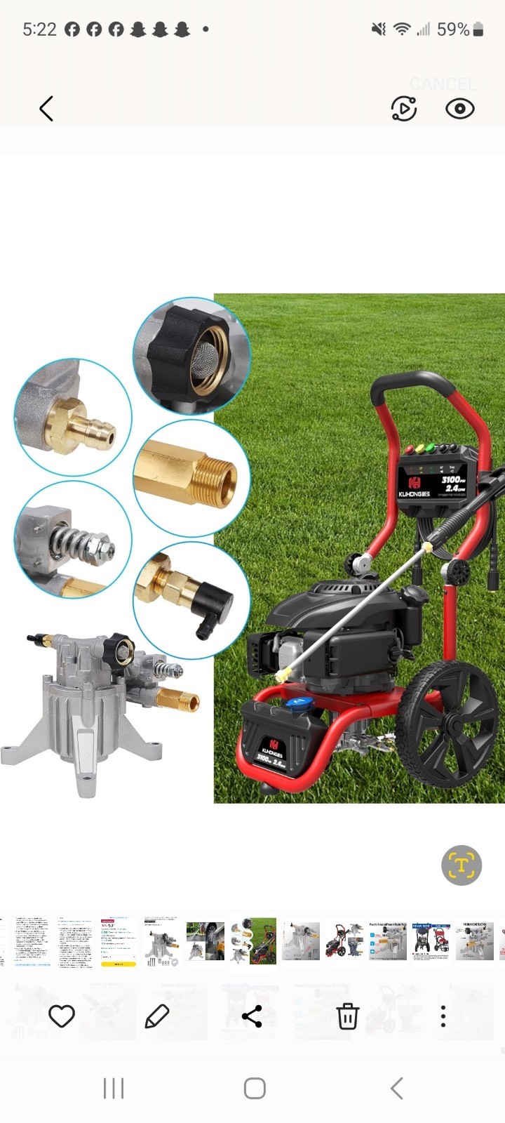 Biswing Pressure Washer Pump Power Washer Pump 7/8″ Shaft Vertical3400 PSI2.5GPM